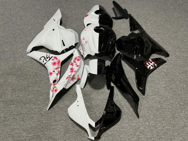 Purchase 2009-2012 Glossy Black White with Pink Cherry Blossom Split Honda CBR600RR Motorcycle Fairings UK