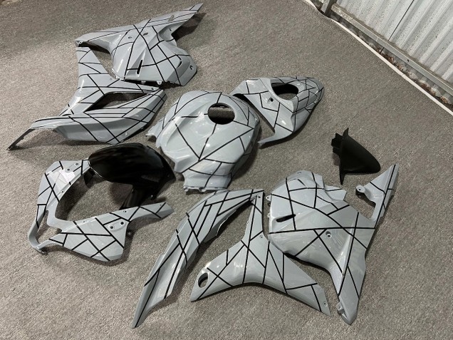 Purchase 2009-2012 Glossy Nardo Grey with Black Pattern Honda CBR600RR Motorcycle Fairings UK