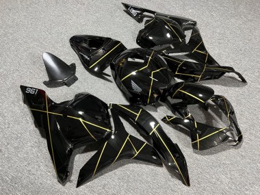 Purchase 2009-2012 Glossy Black with Gold Stripe Honda CBR600RR Motorcycle Fairings UK