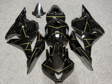 Purchase 2009-2012 Glossy Black with Gold Stripe Honda CBR600RR Motorcycle Fairings UK
