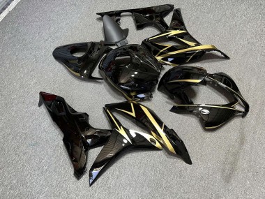 Purchase 2007-2008 Glossy Black with Gold Honda CBR600RR Motorcycle Fairings UK