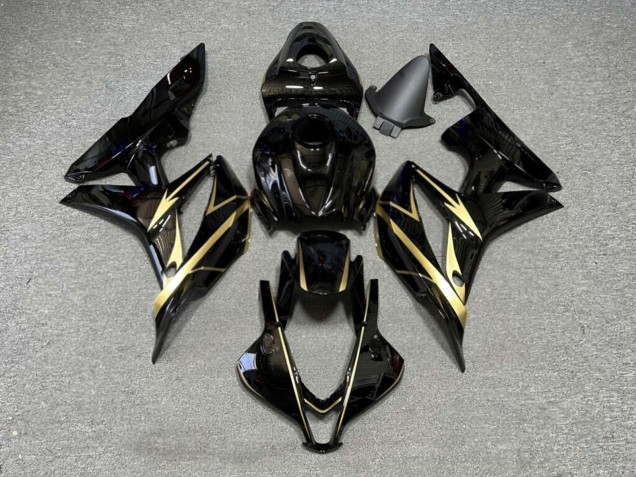 Purchase 2007-2008 Glossy Black with Gold Honda CBR600RR Motorcycle Fairings UK