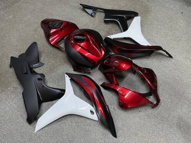 Purchase 2007-2008 Deep Red Matte Black Glossy White Honda CBR600RR Motorcycle Fairings UK