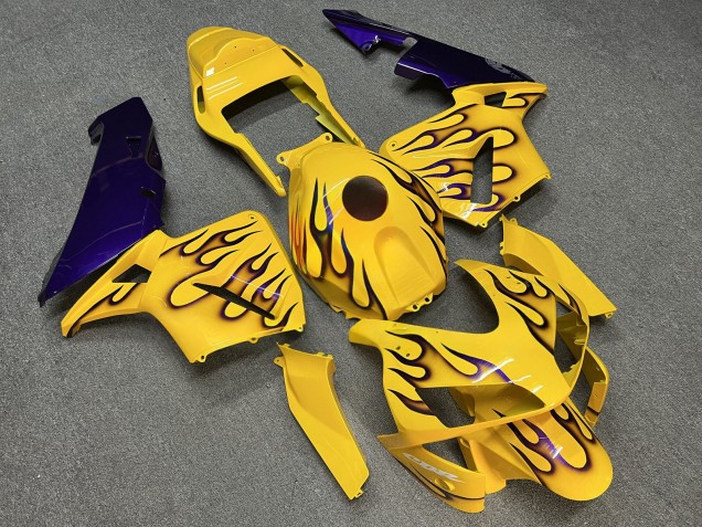 Purchase 2003-2004 Glossy Yellow Purple Flame Honda CBR600RR Motorcycle Fairings UK