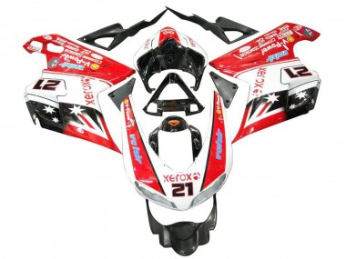 Purchase 2007-2014 White Red Xerox 21 Ducati 848 1098 1198 Motorcycle Fairings UK