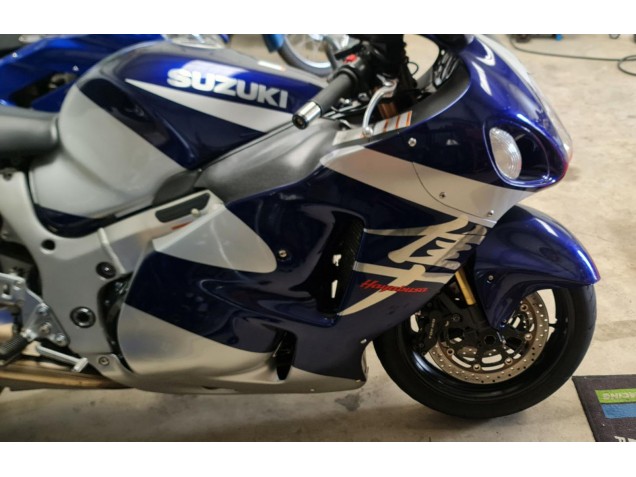 Purchase 1996-2007 Blue White Suzuki GSXR 1300 Hayabusa Motorcycle Fairings UK