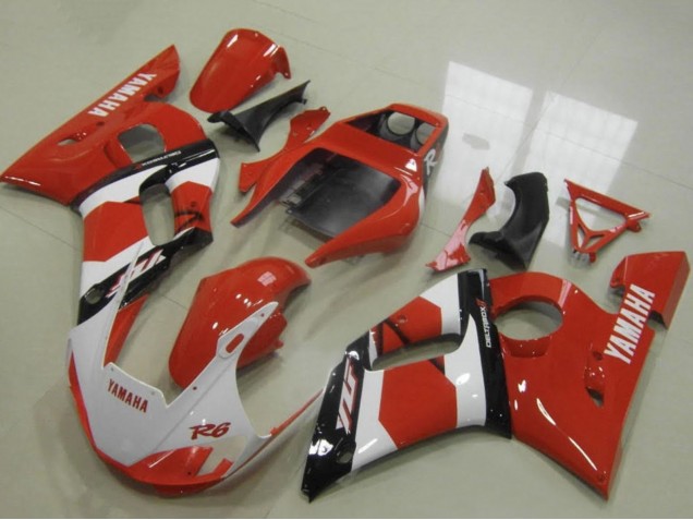 Purchase 1998-2002 Red White Glossy Black Yamaha YZF R6 Motorcycle Fairings UK