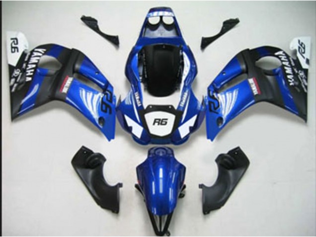 Purchase 1998-2002 Blue White Matte Black Yamaha YZF 600 R6 Motorcycle Fairings UK
