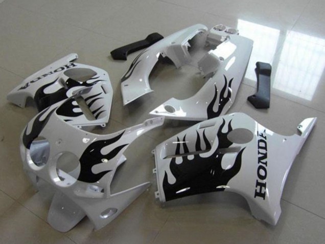 Purchase 1988-1989 White Glossy Black Flame Honda CBR250RR MC19 Motorcycle Fairings UK