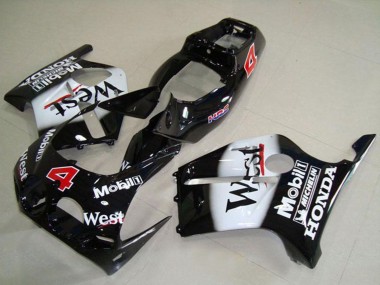 Purchase 1988-1989 Glossy Black White West Mobil HRC 4 Honda CBR250RR MC19 Motorcycle Fairings UK