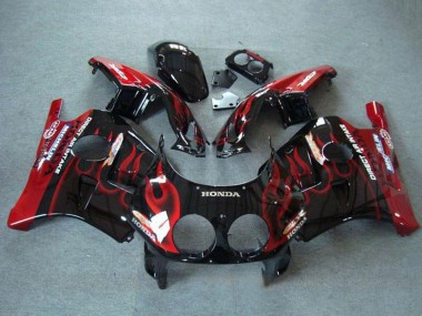 Purchase 1990-1998 Glossy Black Red Flame Honda CBR250RR MC22 Motorcycle Fairings UK