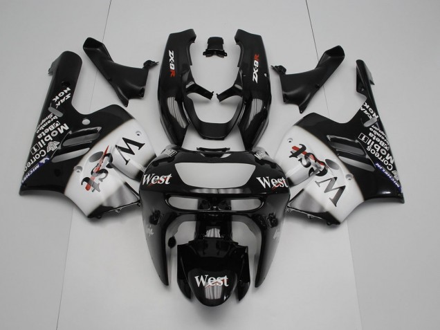 Purchase 1994-1997 Black White West Kawasaki ZX9R Motorcycle Replacement Fairings UK Purchase 1994-1997 Black White West Kawasaki ZX9R Motorcycle Replacement Fairings UK