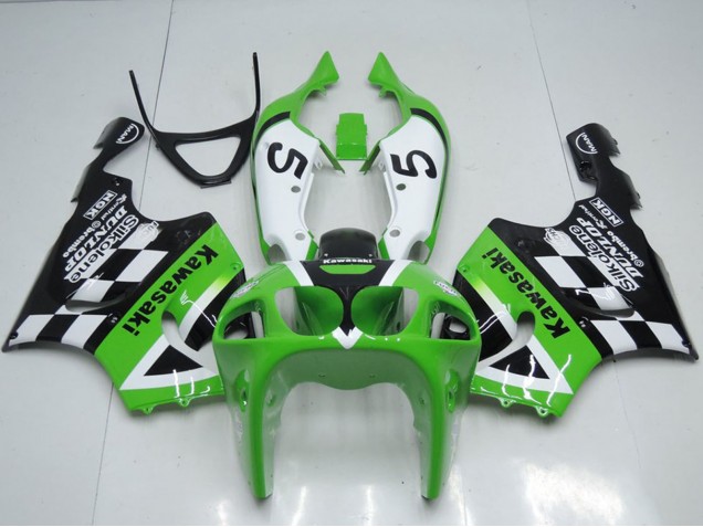 Purchase 1996-2003 Green White Black 5 Kawasaki ZX7R Motorcycle Fairings UK