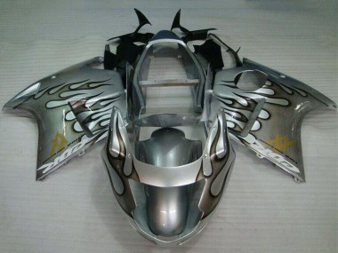 Purchase 1996-2007 Silver Black Flame Honda CBR1100XX Blackbird Motorcycle Fairing UK