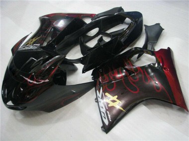 Purchase 1996-2007 Glossy Black Red Flame Honda CBR1100XX Blackbird Abs Motorcycle Fairings UK