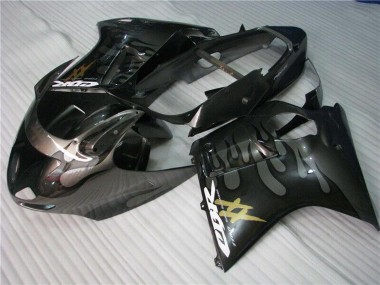 Purchase 1996-2007 Glossy Black Silver Flame Honda CBR1100XX Blackbird Motorcycle Fairings UK
