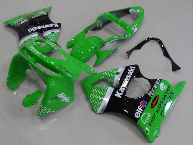 Purchase 1998-1999 Green White Silver Glossy Black Kawasaki ZX6R Motorcycle Fairings UK