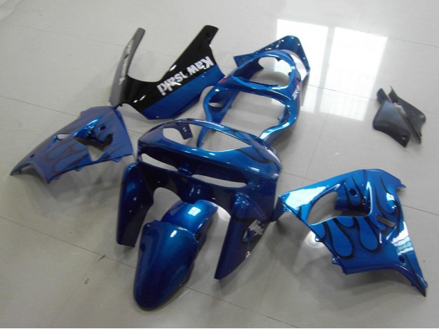 Purchase 1998-1999 Blue Black Flame Kawasaki ZX9R Motorcycle Fairings UK