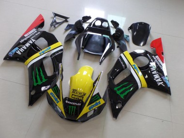 Purchase 1998-2002 Black Yellow Monster Yamaha YZF R6 Bike Fairings UK