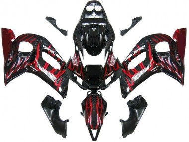 Purchase 1998-2002 Black Red Flame Yamaha YZF R6 Replacement Fairings UK