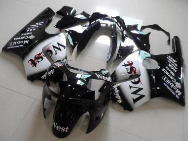 Purchase 2000-2001 Glossy Black White West Kawasaki ZX12R Motorcycle Fairings UK