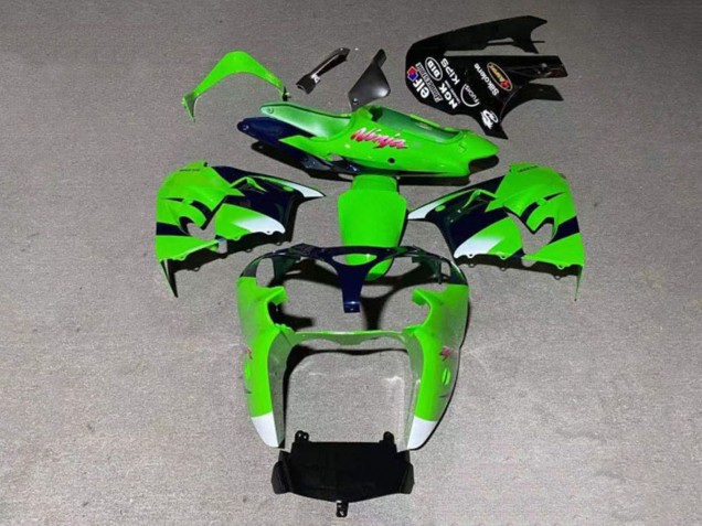 Purchase 2000-2001 Green White Glossy Black Kawasaki ZX9R Motorcycle Fairing UK