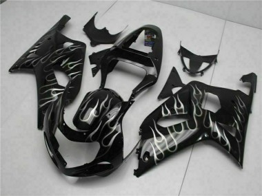 Purchase 2001-2003 Glossy Black Silver Flame Suzuki GSXR 600/750 Motorcycle Fairings UK