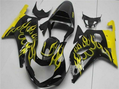 Purchase 2001-2003 Glossy Black Yellow Flame Suzuki GSXR 600/750 Motorcycle Fairings UK