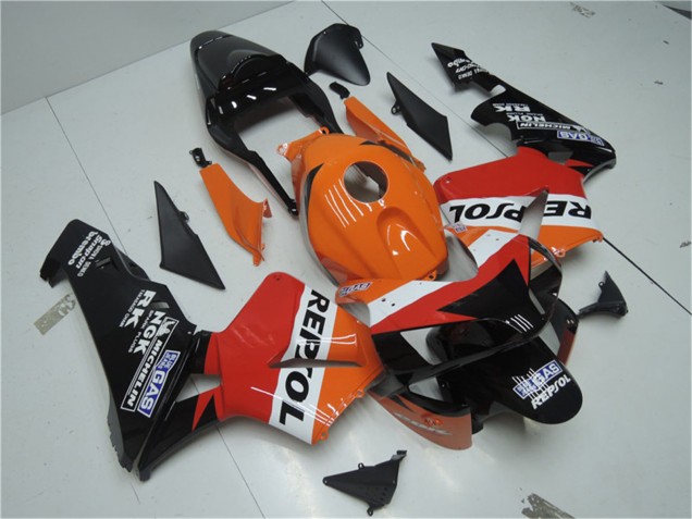 Purchase 2003-2004 Orange White Red Glossy Black Repsol Honda CBR600RR Motorcycle Fairing Kits UK