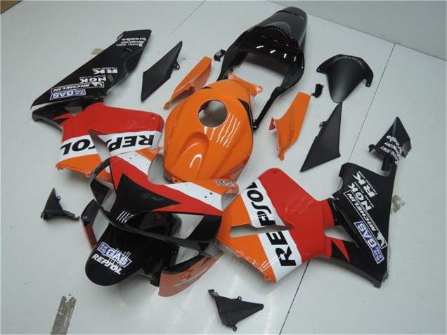 Purchase 2003-2004 Orange White Red Glossy Black Repsol Honda CBR600RR Motorcycle Fairing Kits UK