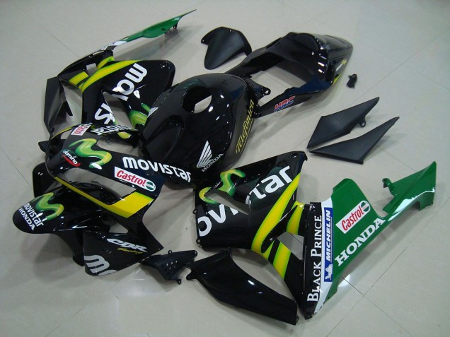 Purchase 2003-2004 Glossy Black Yellow Green MoviStar Honda CBR600RR Motorcycle Fairings UK