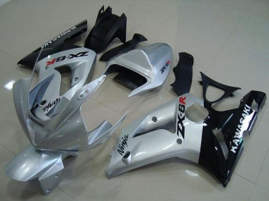 Purchase 2003-2004 Silver Glossy Black Kawasaki ZX6R Motorcycle Fairings UK