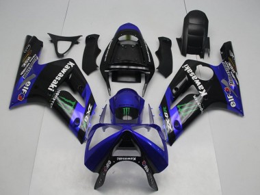 Purchase 2003-2004 Glossy Black Blue Green Monster Kawasaki ZX6R Motorcycle Fairings UK