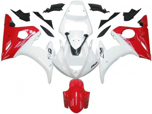 Purchase 2003-2005 White Red Yamaha YZF R6 Motorbike Fairing Kits UK