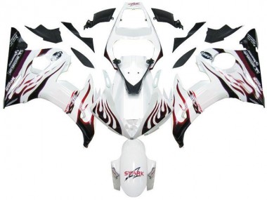 Purchase 2003-2005 White Black Red Flame Yamaha YZF R6 Motorcycle Fairings UK