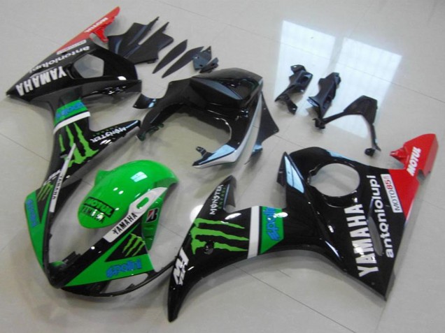 Purchase 2003-2004 Glossy Black Red Green Monster Motul Yamaha YZF R6 Motorcycle Fairings UK