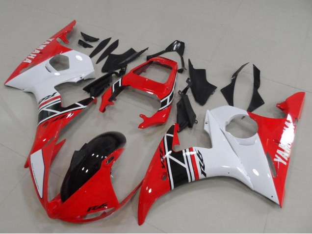 Purchase 2003-2004 White Red Glossy Black Yamaha YZF R6 Motorcycle Fairing Kits UK
