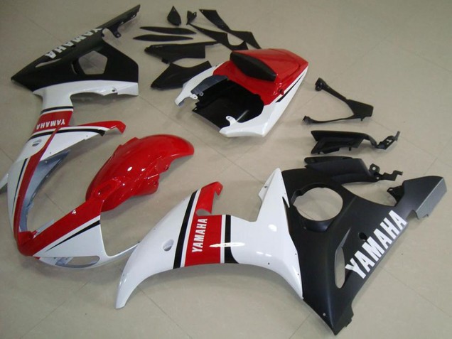 Purchase 2003-2004 White Red Matte Black Yamaha YZF R6 Motorcycle Fairings UK