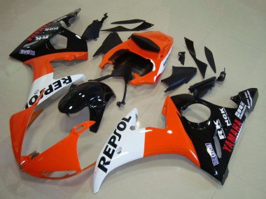 Purchase 2003-2004 Orange White Glossy Black Repsol Yamaha YZF R6 Motorcycle Fairings UK