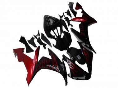 Purchase 2004-2006 Glossy Black Red Flame Yamaha YZF R1 Motorcycle Fairings UK
