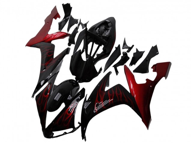 Purchase 2004-2006 Glossy Black Red Flame Yamaha YZF R1 Motorcycle Fairings UK