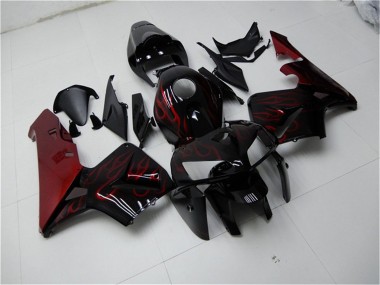 Purchase 2005-2006 Glossy Black Red Flame Honda CBR600RR Motorcycle Fairing Kits UK