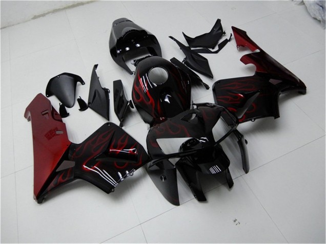 Purchase 2005-2006 Glossy Black Red Flame Honda CBR600RR Motorcycle Fairing Kits UK