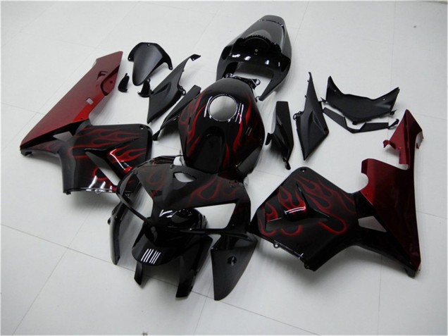 Purchase 2005-2006 Glossy Black Red Flame Honda CBR600RR Motorcycle Fairing Kits UK