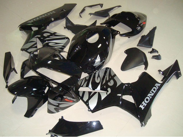 Purchase 2005-2006 Glossy Black Silver with Flame Honda CBR600RR Motorcycle Fairings UK