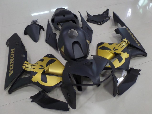 Purchase 2005-2006 Matte Black with Gold Skull Honda CBR600RR Motorcycle Fairings UK