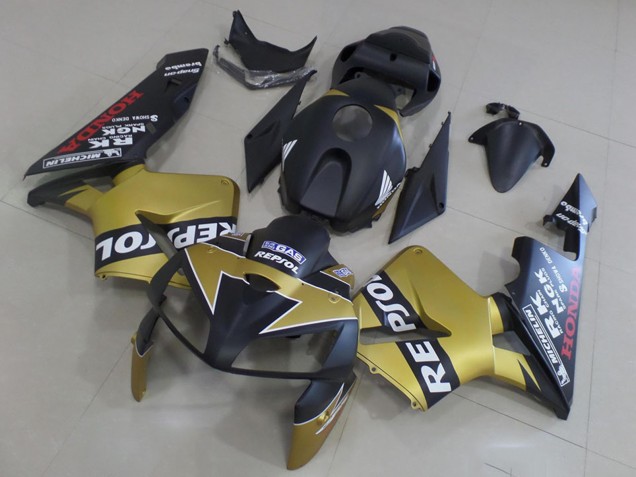 Purchase 2005-2006 Matte Black Gold Repsol Honda CBR600RR Motorcycle Fairings UK