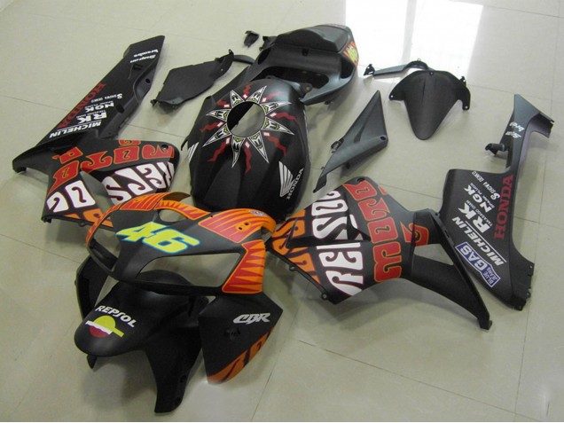 Purchase 2005-2006 Matte Black Orange Yellow Rossi 46 Honda CBR600RR Motorcycle Fairings UK