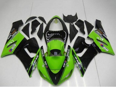 Purchase 2005-2006 Green Glossy Black Elf Kawasaki ZX6R Motorcycle Fairings UK