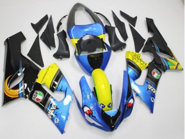 Purchase 2005-2006 Blue Yellow Black Shark Kawasaki ZX6R Motorcycle Fairings UK